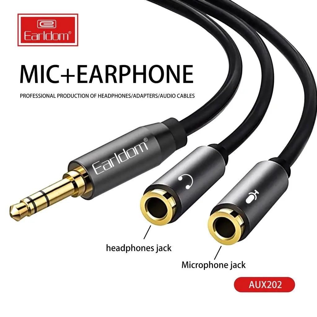 Enhance Audio Sharing with Earldom 3.5mm Mic Earphone Splitter Cable ET-AUX202 Enhance Audio Sharing with Earldom 3.5mm Mic Earphone Splitter Cable ET-AUX202